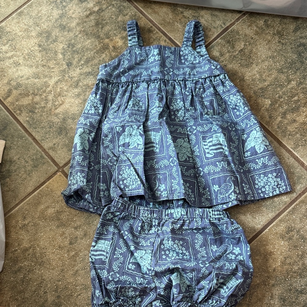 Reyn Spooner Blue Patterned Baby Outfit